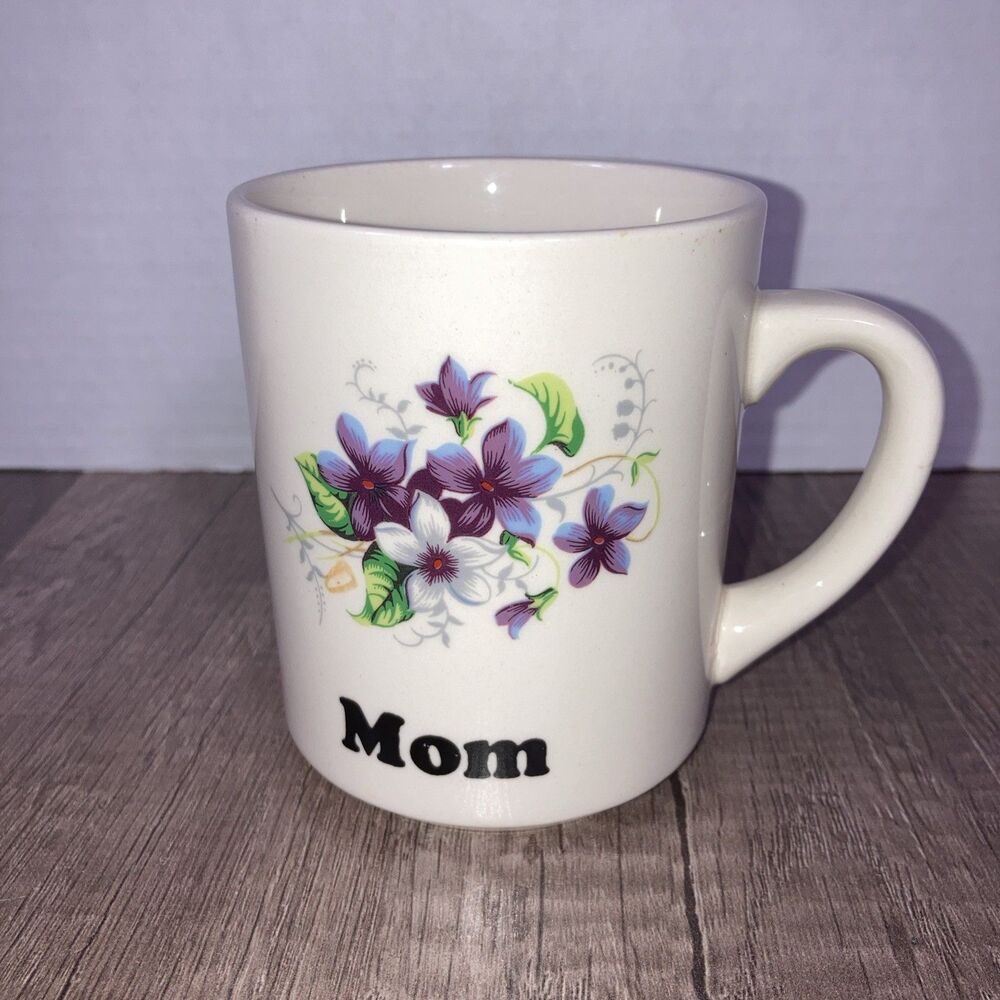 Vintage Mom Mug Coffee Tea Cup Made in England Floral Purple Lovely Mothers Day